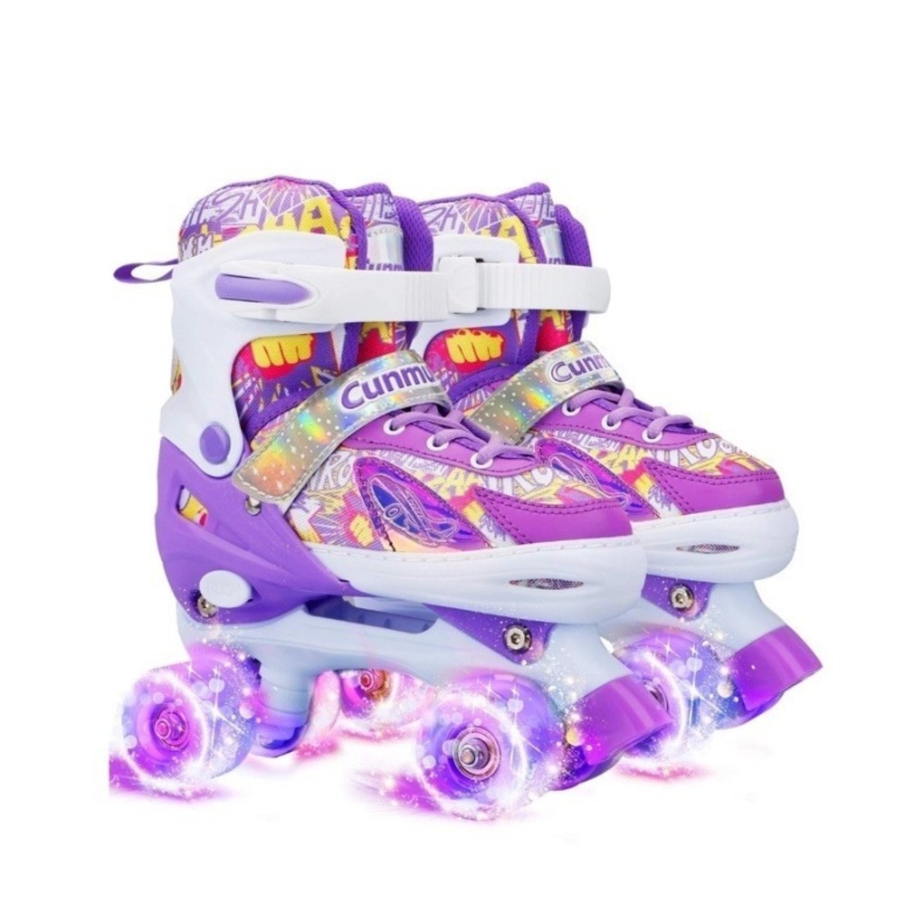 Cunmucu Roller‎ Skates for Girls 4 Size Adjustable. No Laces